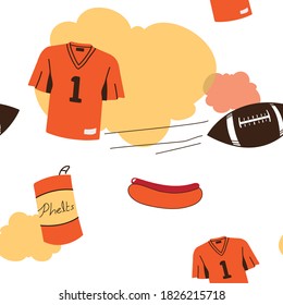 Football and hot dogs repeating pattern.
