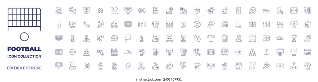 Football icon collection. Thin line icon. Editable stroke. Editable stroke. Football icons for web and mobile app.