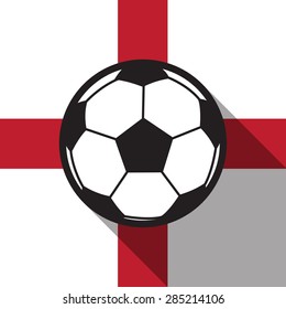 football icon with England flag background,long shadow vector
