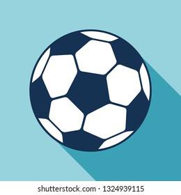 Football icon in flat style. Vector Soccer ball on color background. Sport object for you design projects