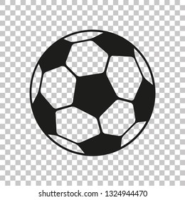 Football icon in flat style. Vector Soccer ball on transparent background . Sport object for you design projects