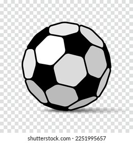 Football icon in flat style. Vector Soccer ball on transparent background . Sport object for you design projects