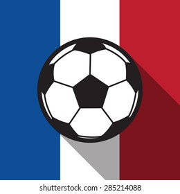 football icon with France flag background,long shadow vector