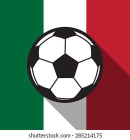 football icon with Mexico flag background,long shadow vector