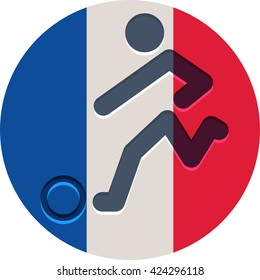 Football icon on French flag background