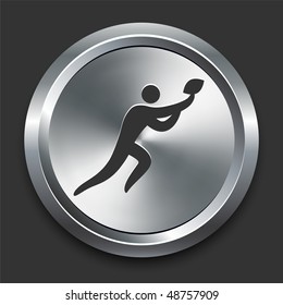 Football Icon on Metal Internet Button Original Vector Illustration
