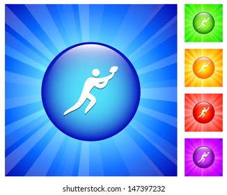 Football Icon on Round Button with Blue Glow