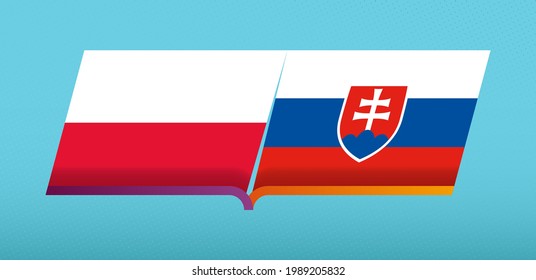 Football icon of Poland versus Slovakia in Football Competition. Vector icon.