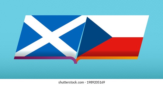 Football icon of Scotland versus Czech Republic in Football Competition. Vector icon.