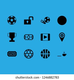 football icon set about ticket, cup, soccer and player vector set