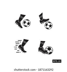 Football Icon Set. Ball Kick Sign, Soccer Sign Logo Illustration Vector