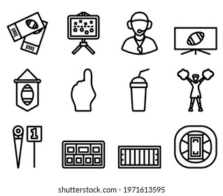 Football Icon Set. Editable Bold Outline Design. Vector Illustration.