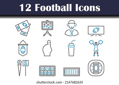 Football Icon Set. Editable Bold Outline With Color Fill Design. Vector Illustration.