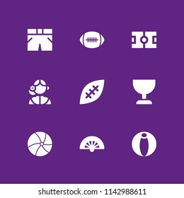 football icon set. football field, fan and shorts vector icon for graphic design and web