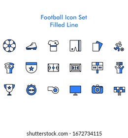 Football Icon Set with filled line style .Good for person or company,web ,template ,etc.