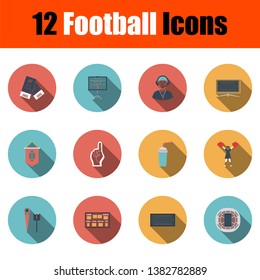 Football Icon Set. Flat Design With Long Shadow. Vector illustration.