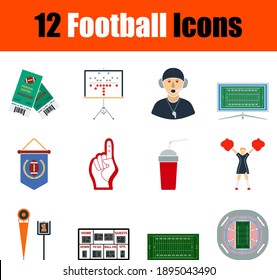 Football Icon Set. Flat Design. Fully editable vector illustration. Text expanded.