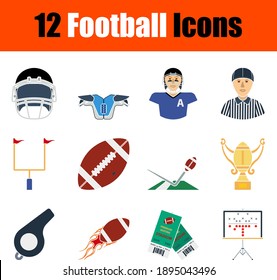 Football Icon Set. Flat Design. Fully editable vector illustration. Text expanded.