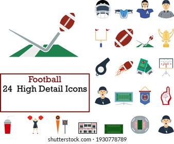 Football Icon Set. Flat Design. Fully editable vector illustration. Text expanded.