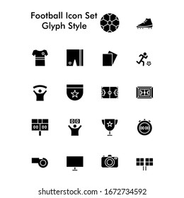 Football Icon Set with glyph style .Good for person or company,web ,template ,etc.