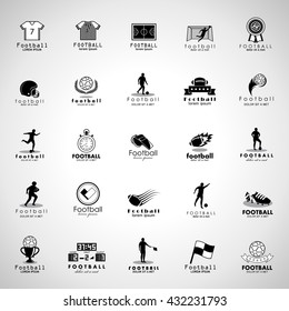 Football Icon Set - Isolated On Gray Background. Vector Illustration, Graphic Design