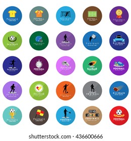Football Icon Set - Isolated On White Background. Vector Illustration, Graphic Design. For Web, Websites, Print, Presentation Templates, Mobile Applications And Promotional Materials
