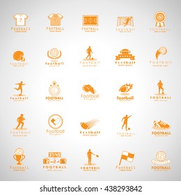 Football Icon Set - Isolated On Gray Background. Vector Illustration, Graphic Design. For Web, Websites, Print, Presentation Templates, Mobile Applications And Promotional Materials
