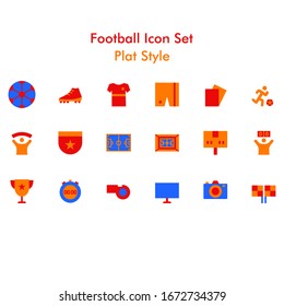 Football Icon Set with plat style.Good for person or company,web ,template ,etc.