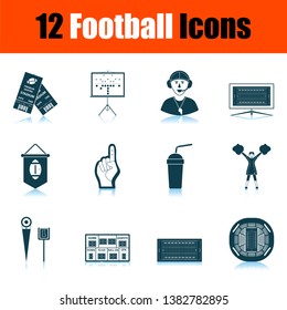 Football Icon Set. Shadow Reflection Design. Vector Illustration.