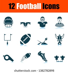 Football Icon Set. Shadow Reflection Design. Vector Illustration.