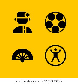 football icon set with soccer ball, russian and fan vector icons for web and graphic design