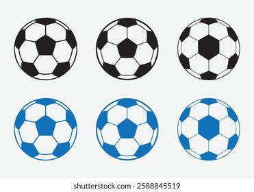 Football icon Set. Soccer Ball Symbols Collection. Football Icon Pack. Soccer Sports Ball Icons.