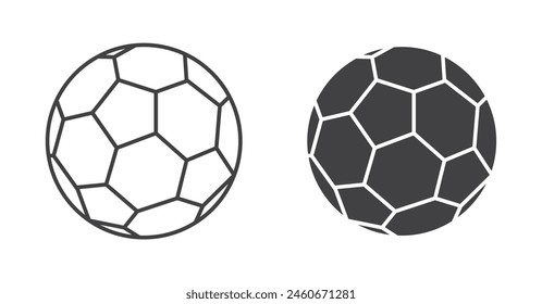 Football icon set. soccer sport ball vector symbol. Simple soccerball sign in black filled and outlined style.