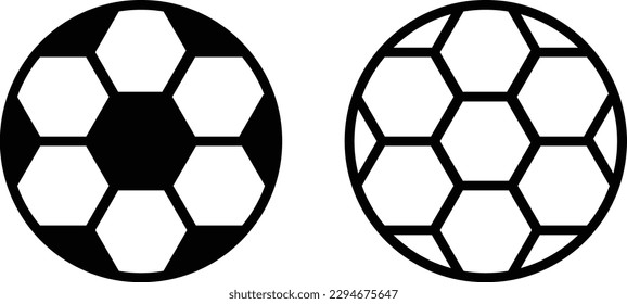 football icon set in two styles . soccer ball icon vector