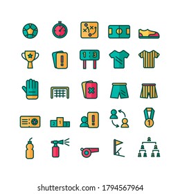 Football icon set vector flat line for website, mobile app, presentation, social media. Suitable for user interface and user experience.