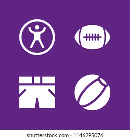 football icon set with zorbing, shorts and beach ball vector icons for web and graphic design