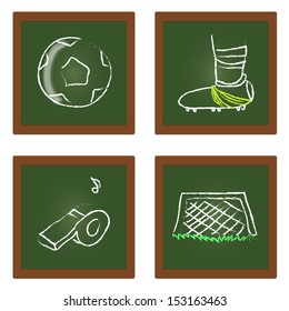 Football. Icon set,chalk board vector