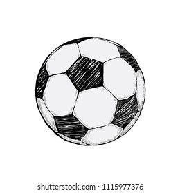 Football icon sketch or soccer drawing in doodles style. Hand-drawn in minimalism. Sport vector moments for tournament.