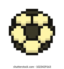 Football icon, soccerball pixel art cartoon retro game style