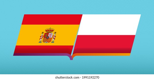 Football icon of Spain versus Poland in Football Competition. Vector icon.