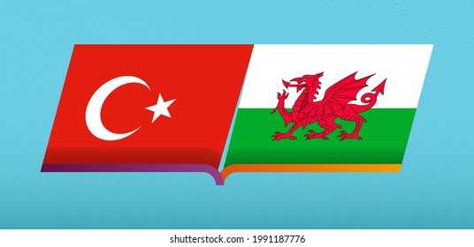 Football icon of Turkey versus Wales in Football Competition. Vector icon.