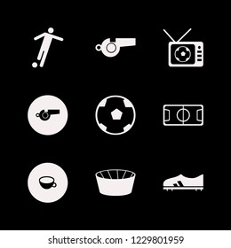 football icon. football vector icons set soccer ball, whistle, football player and cup