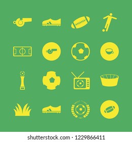 football icon. football vector icons set football shoe, cup, grass and football stadium