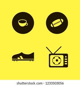 football icon. football vector icons set rugby ball, football shoe, football tv match and cup