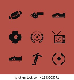 football icon. football vector icons set football shoe, soccer ball, football game and rugby ball