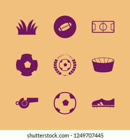 football icon. football vector icons set rugby ball, football ball, whistle and football shoe