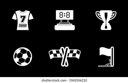 Football icon vector set illustration isolated on black background. Soccer icons design.