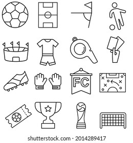 Football icon vector set. Soccer illustration sign collection. Sport symbol or logo. 