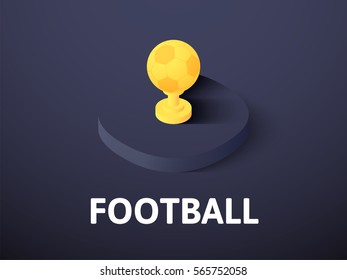 Football icon, vector symbol in flat isometric style isolated on color background