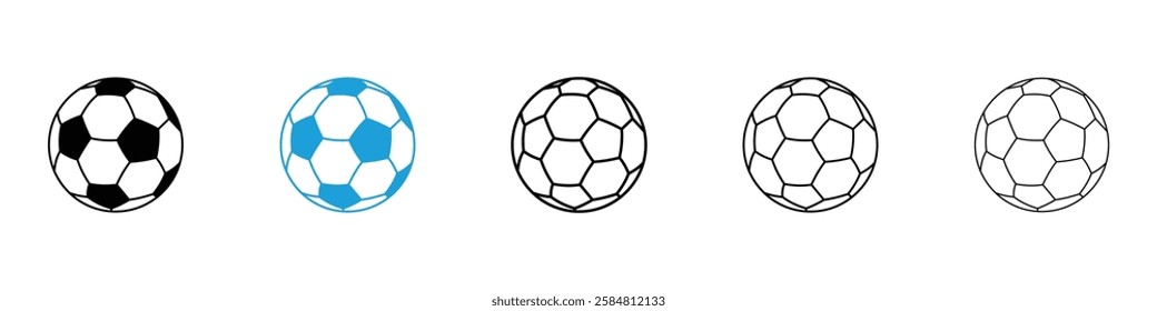 Football icons collection vectors in black and blue